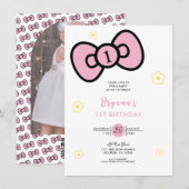 Invitation Joyeuse Fête d'Anniversaire Rose et Mignonne avec (Devant / Derrière)
