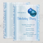 Invitation Joyeuse fête de fin d'année sur glace-bleu (Devant / Derrière)