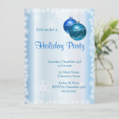 Invitation Joyeuse fête de fin d'année sur glace-bleu (Debout devant)