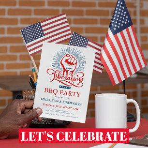 Invitation Joyeuse fête de libération Feu d'artifice BQ Party