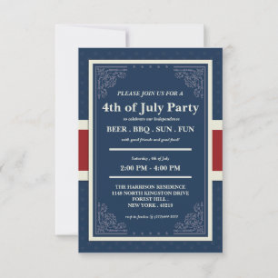 Invitation Joyeuse fête de l'indépendance 4 juillet