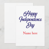Invitation joyeuse fête de l'indépendance nom bleu rouge amér (Devant / Derrière)