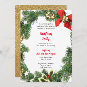 Invitation Joyeuse fête de Noël avec Vacances vertes