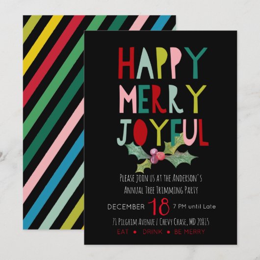 Invitation Joyeuse Fête de Noël Heureuse et Joyeuse (Devant / Derrière)