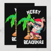 Invitation Joyeuse fête de Noël sur la plage en juillet drôle (Devant / Derrière)