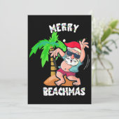 Invitation Joyeuse fête de plage Noël en juillet Funny Santa  (Debout devant)