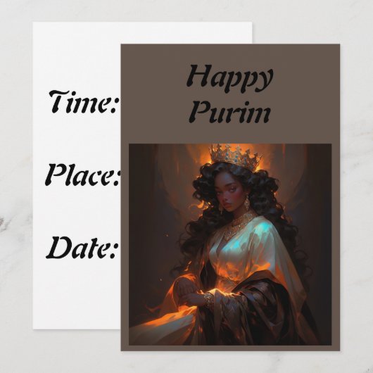 Invitation Joyeuse fête de Pourim (Devant / Derrière)