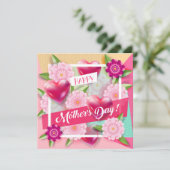 Invitation Joyeuse Fête des Mères Beaux Fleurs (Debout devant)