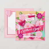 Invitation Joyeuse Fête des Mères Belles Fleurs (Devant / Derrière)