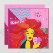 Invitation Joyeuse fête des Mères ! Design moderne & Texte de (Devant / Derrière)