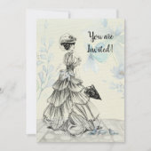 Invitation Joyeuse fête des mères Femme victorienne Parasol B (Devant)
