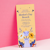 Invitation Joyeuse Fête des Mères Fleurs modernes Floral Bota