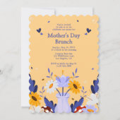 Invitation Joyeuse Fête des Mères Fleurs modernes Floral Bota (Devant)