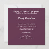 Invitation Joyeuse Fête des pères violet Jacquard dîner (Dos)