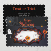 Invitation Joyeuse fête d'Halloween "Treat or Trick" Magique (Devant / Derrière)