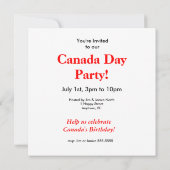 Invitation Joyeuse fête du Canada (Dos)
