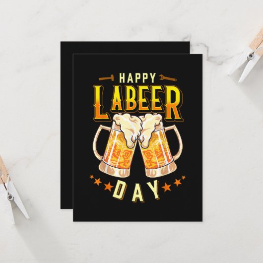 Invitation Joyeuse Fête du Travail Bière Drôle (Devant/Arrière en situation)