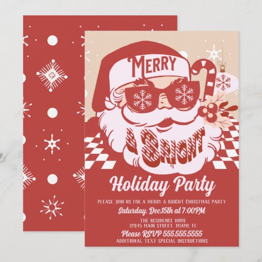 Invitation Joyeuse Fête Rétro Père Noël de Noël (Devant / Derrière)