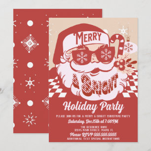 Invitation Joyeuse Fête Rétro Père Noël de Noël 
