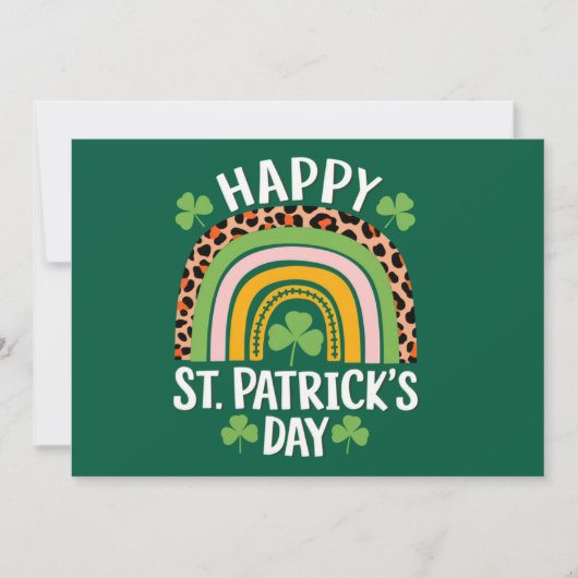 Invitation Joyeuse Fête Saint Patrick Arc-en-ciel Trèfle (Devant)