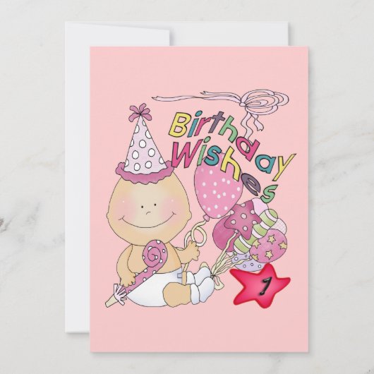 Invitation Joyeuse fille d'anniversaire souhaite un an (Dos)