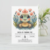 Invitation Joyeuse fille de tortue Editable Anniversaire (Debout devant)