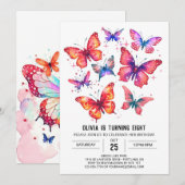 Invitation Joyeuse fille papillon imprimable Anniversaire (Devant / Derrière)