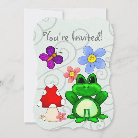 Invitation Joyeuse Grenouille Au Printemps Anniversaire (Devant)