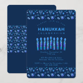 Invitation Joyeuse Hanoucca Belle Fête Juive (Devant / Derrière)