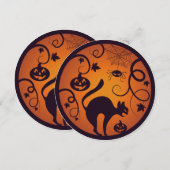 Invitation Joyeuse lanterne d'Halloween araignées et chauves- (Devant / Derrière)