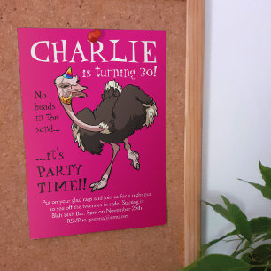 Invitation Joyeuse Ostrich Danser en caricature Casquette de 