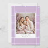 Invitation "Joyeuse Pâques violet photo de famille (Devant)