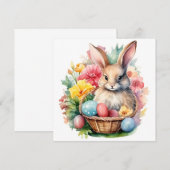 Invitation Joyeuse peinture d'aquarelle de lapin de Pâques (Devant / Derrière)