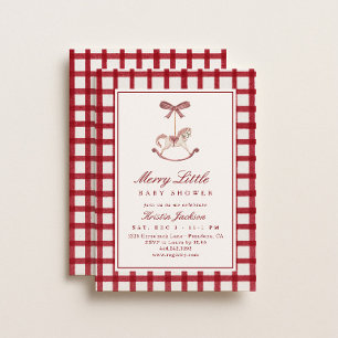 Invitation Joyeuse petite baby shower de Noël avec un cheval