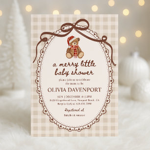 Invitation Joyeuse petite fête de bébé ours en peluche Noël