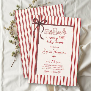 Invitation Joyeuse petite fête de bébé Ruban à Noël