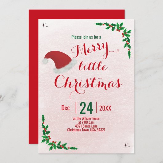 Invitation Joyeuse Petite fête de Noël (Devant / Derrière)