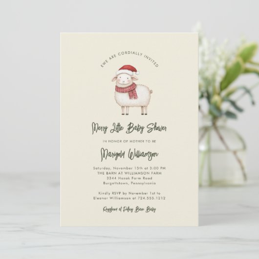 Invitation Joyeuse Petite Fête de Noël Rustique pour Bébé (Debout devant)