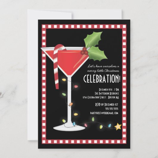 Invitation Joyeuse petite fête de vacances de cocktail de (Devant)