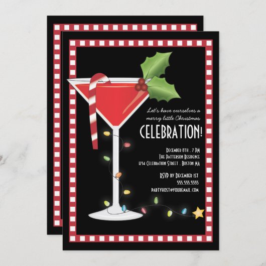 Invitation Joyeuse petite fête de vacances de cocktail de (Devant / Derrière)