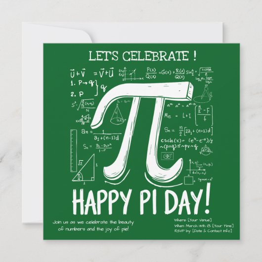 Invitation Joyeuse Pi Day - Fun Math (Devant)