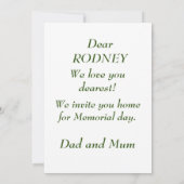 Invitation joyeuse pour le jour du souvenir (Dos)