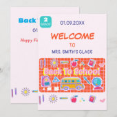 Invitation Joyeuse Rentrée! Message de l'enseignant (Devant / Derrière)