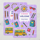 Invitation Joyeuse Rentrée Scolaire BIENVENUE (Devant / Derrière)