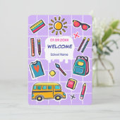 Invitation Joyeuse Rentrée Scolaire BIENVENUE (Debout devant)