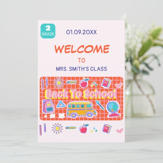 Invitation Joyeuse Rentrée Scolaire ! Message de l'enseignant (Debout devant)