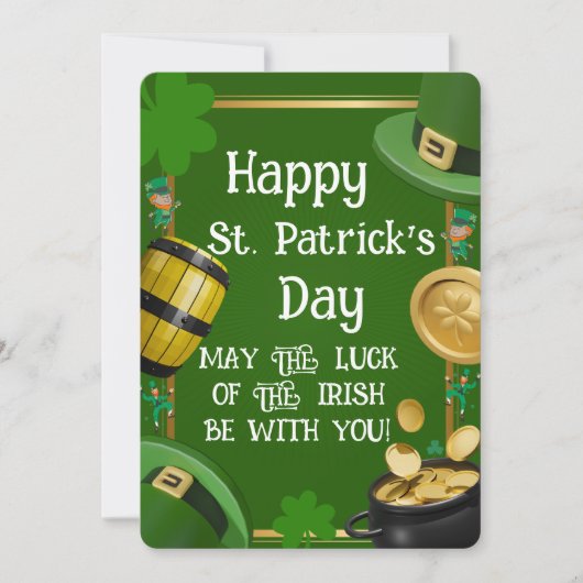Invitation Joyeuse Saint-Patrick - Bénédiction irlandaise & O (Devant)