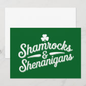 Invitation Joyeuse Saint-Patrick Chance Shamrock & Shenanigan (Devant / Derrière)