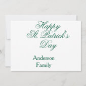 Invitation Joyeuse Saint-Patrick famille nom vert minimal (Dos)