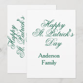 Invitation Joyeuse Saint-Patrick famille nom vert minimal (Devant / Derrière)